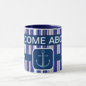 Summer trendy Navy Blue Boat Stripes Collection Tasse (Zentrum)