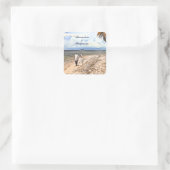 Summer Tropical Beach Bride Groom Wedding Custom Quadratischer Aufkleber (Tasche)