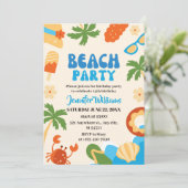 Summer Tropical Beach für Mädchen Party Geburtstag Einladung (Stehend Vorderseite)
