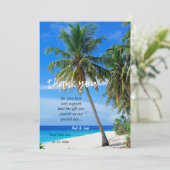 Summer Tropical Beach Palm Wedding Danke CARD Einladung (Stehend Vorderseite)