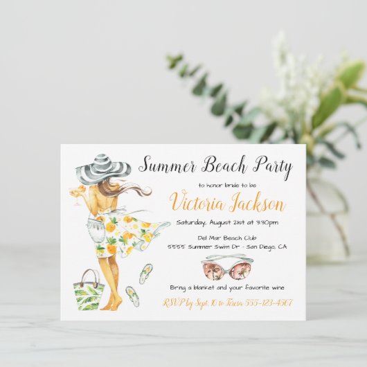 Summer Tropical Beach Party Einladung (Stehend Vorderseite)