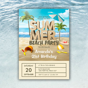 Summer Tropical Beach Party Erwachsene Geburtstag Einladung