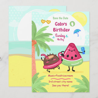 Summer Tropical Beach Party Geburtstag Einladung
