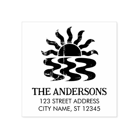 Summer Tropical Beach Sunset Custom Return Addres Gummistempel (Prägung)