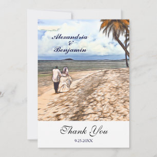 Summer Tropical Beach Wedding Wasserfarbe Custom Dankeskarte