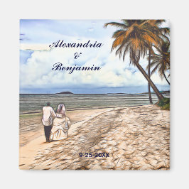 Summer Tropical Beach Wedding Wasserfarbe Custom Magnet