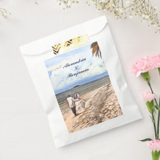 Summer Tropical Beach Wedle Couple Custom Geschenktütchen (Versiegelt)