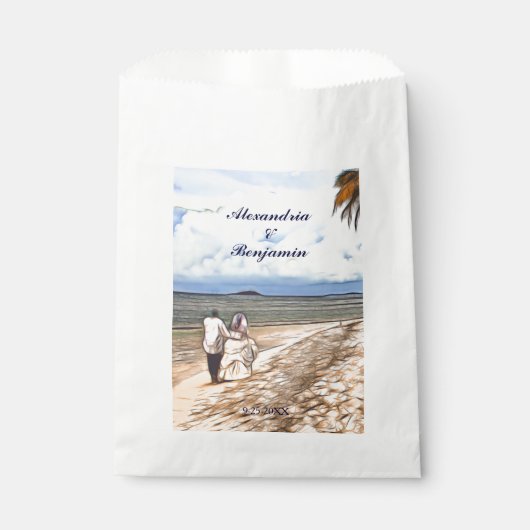 Summer Tropical Beach Wedle Couple Custom Geschenktütchen (Vorderseite)