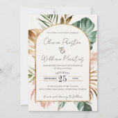 Summer Tropical Blätter Arch QR Code UAWG Wedding Einladung (Vorderseite)
