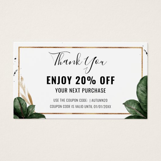 Summer Tropical Blätter Business Logo Discount Car (Vorderseite)