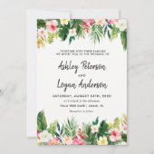 Summer Tropical Blätter Hochzeitskarte Einladung (Vorderseite)