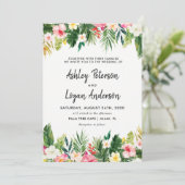 Summer Tropical Blätter Hochzeitskarte Einladung (Stehend Vorderseite)