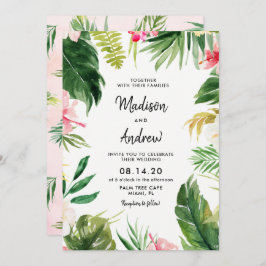 Summer Tropical Blätter Hochzeitskarte Einladung