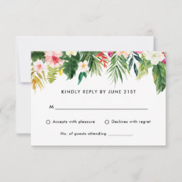Summer Tropical Blätter Wedding RSVP Antwortkarte Karte