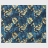 Summer Tropical Blue Palm Blätter Muster Geschenkpapier (Flach)