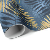 Summer Tropical Blue Palm Blätter Muster Geschenkpapier (Rolleneckpunkt)