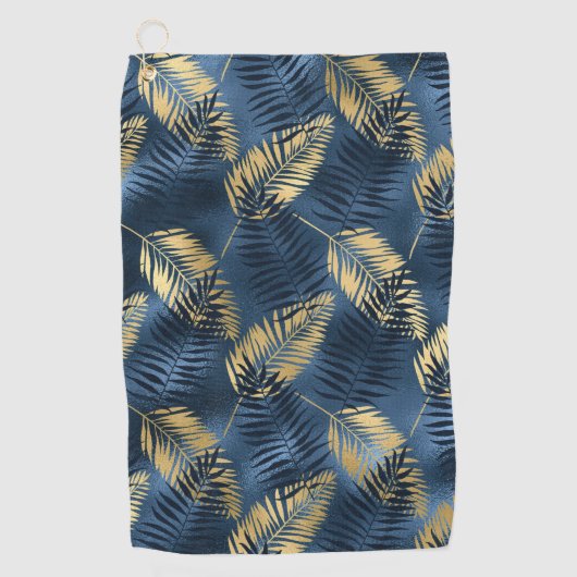 Summer Tropical Blue Palm Blätter Muster Golfhandtuch (Vorderseite)