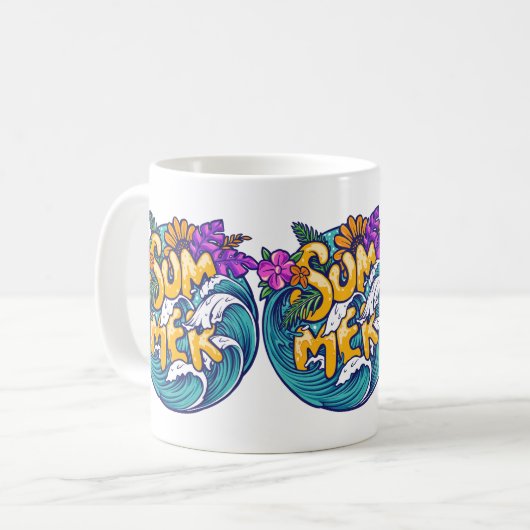 Summer Tropical Blume Beach Ocean Waves Kaffeetasse (Vorderseite Links)