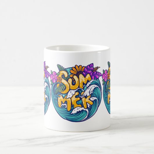 Summer Tropical Blume Beach Ocean Waves Kaffeetasse (Mittel)