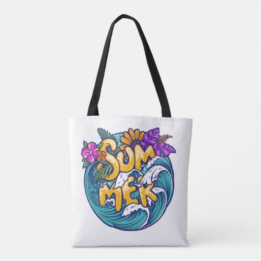 Summer Tropical Blume Beach Ocean Waves Tasche (Rückseite)