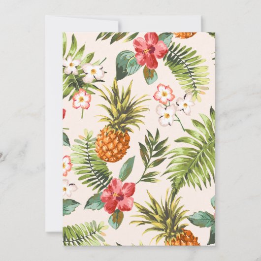 Summer Tropical Blume Palm Leaf Hochzeit Einladung (Rückseite)