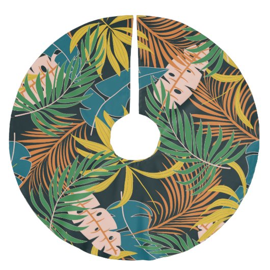 Summer Tropical Bright Pflanze Muster Polyester Weihnachtsbaumdecke (Vorderseite)