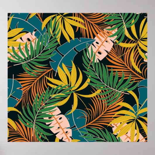 Summer Tropical Bright Pflanze Muster Poster (Vorne)