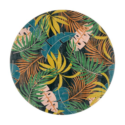 Summer Tropical Bright Pflanze Muster Schneidebrett (Vorderseite)