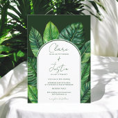 Summer Tropical dark Greenerity Wedding Foto Einladung