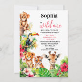 Summer Tropical Dschungel Hibiskus Wild Ein Geburt Einladung (Vorderseite)