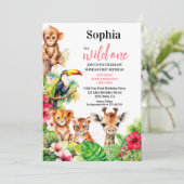 Summer Tropical Dschungel Hibiskus Wild Ein Geburt Einladung (Stehend Vorderseite)