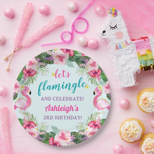Summer Tropical Flamingo Geburtstag Pappteller (Party)