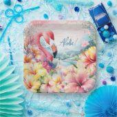 Summer Tropical Flamingo Luau Plate Design Pappteller (Party)