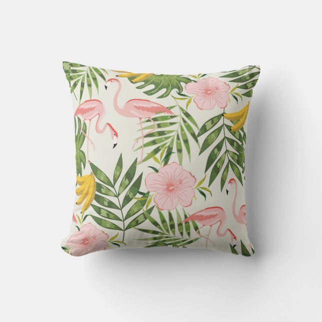 Summer Tropical Flamingo Outdoor Pillow Kissen Für Draußen (Vorderseite)