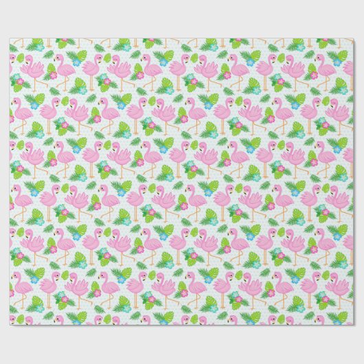 Summer Tropical Flamingo und Blumenmuster Geschenkpapier (Flach)