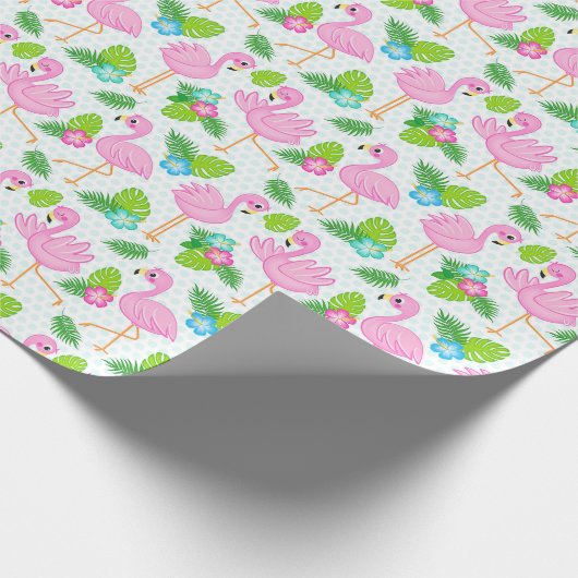 Summer Tropical Flamingo und Blumenmuster Geschenkpapier (Ecke)