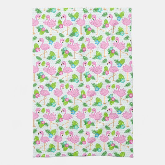 Summer Tropical Flamingo und Blumenmuster Geschirrtuch (Vertikal)