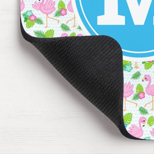 Summer Tropical Flamingo und Blumenmuster Mousepad (Ecke)