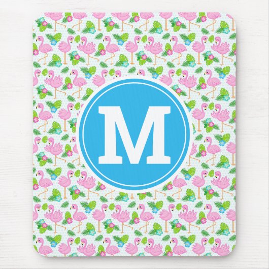 Summer Tropical Flamingo und Blumenmuster Mousepad (Vorne)