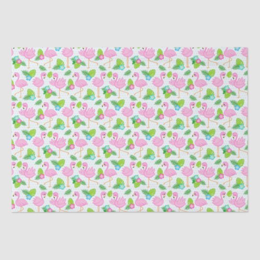 Summer Tropical Flamingo und Blumenmuster Seidenpapier (Vorderseite)