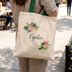 Summer Tropical Floral Geometric Frame Bridesmaid Tragetasche