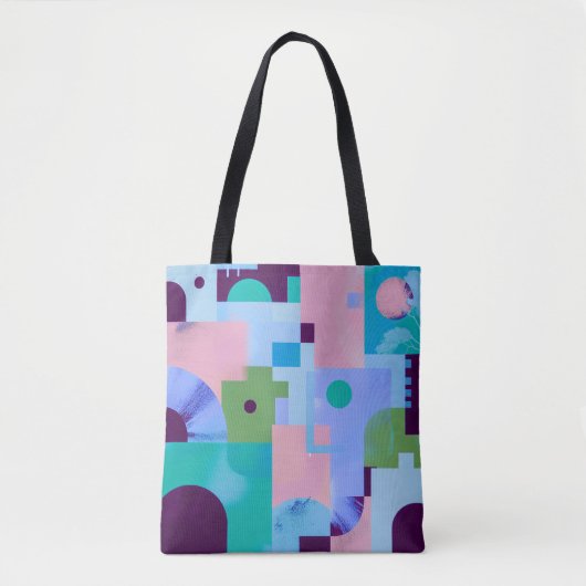 Summer Tropical Floral Tote Bag – Cute Blue Pink B Tasche (Vorderseite)