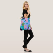 Summer Tropical Floral Tote Bag – Cute Blue Pink B Tasche (Am Model)