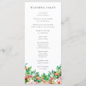 Summer Tropical Floral Wedding Program Menükarte (Rückseite)