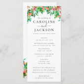 Summer Tropical Floral Wedding Program Menükarte (Vorne/Hinten)
