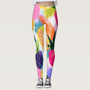 Summer Tropical Fruit Fiesta Leggings