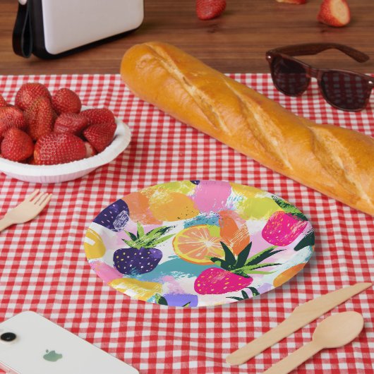 Summer Tropical Fruit Fiesta Pappteller (Picknick)