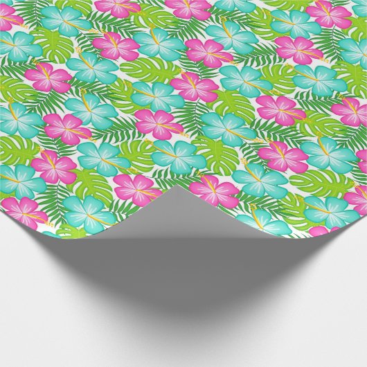 Summer Tropical Hawaiian Floral Pattern Geschenkpapier (Ecke)