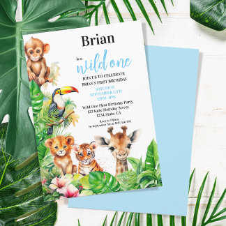 Summer Tropical Jungle Safari Wild Ein Geburtstag Einladung