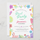 Summer Tropical Kids Pool Geburtstagsparty Einladung (Vorderseite)